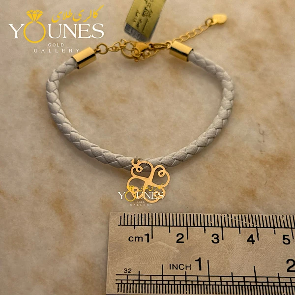 دستبند چرم چهاربرگ طلا